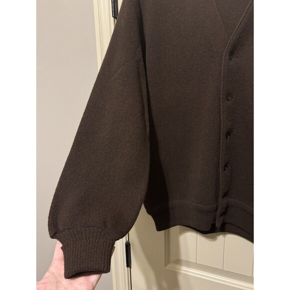 Vintage 60s 70s Jantzen Wool Sweater small Fall Brown Cardigan Made In USA - Picture 2 of 11
